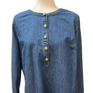 Talbots Blue Denim Top with Button Accents